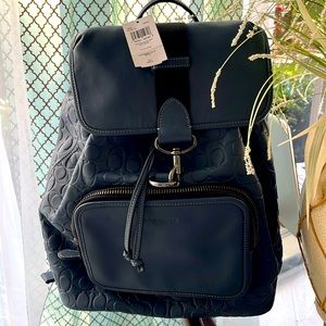 NWT Coach Sullivan Back Pack in a Denim Blue with gunmetal hardware, black trim